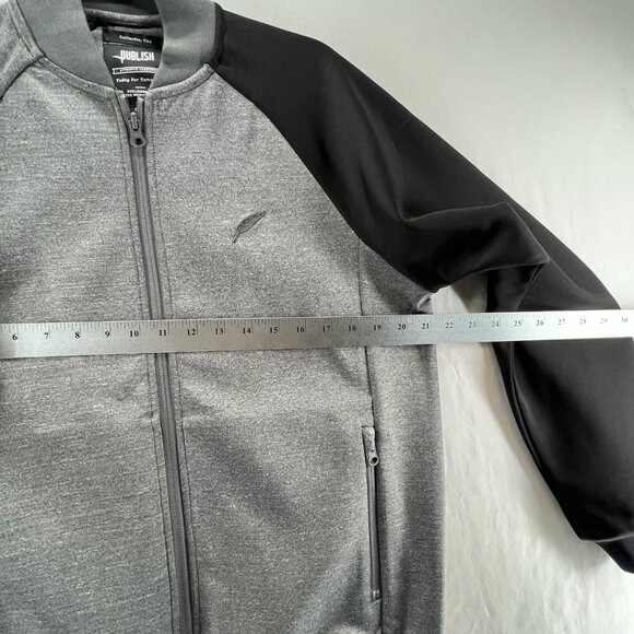 Publish Track Jacket Men M Full Zip Ribbed Trim Zip Pocket Colorblock Gray Black - Picture 11 of 12